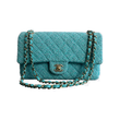 CHANEL TWEED QUILTED MEDIUM FLAP BAG IN TURQUOISE