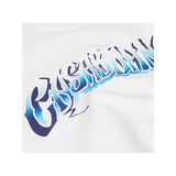 CASABLANCA LOGO-PRINT DEGRADE COTTON SWEATER IN WHITE/BLUE