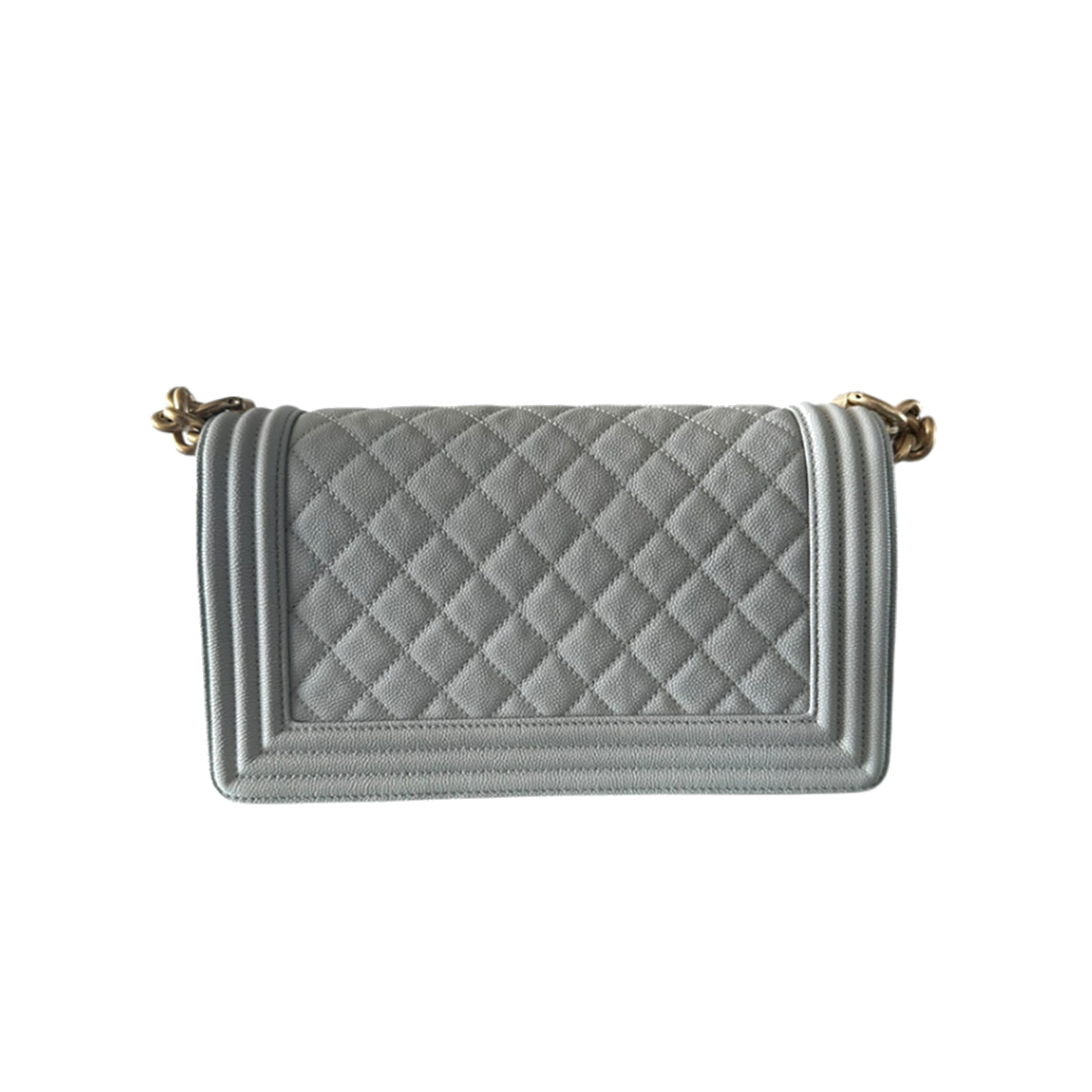 PRELOVED CHANEL LIGHT GREY CAVIAR MEDIUM BOY BAG