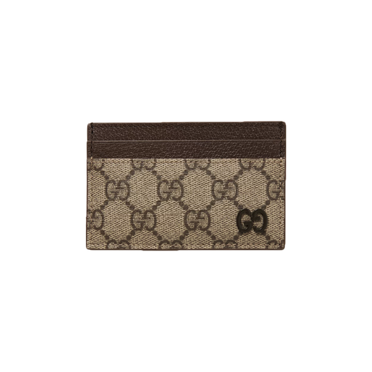 GUCCI GG SUPREME MONOGRAM PEBBLE GRAIN CARDHOLDER IN BEIGE