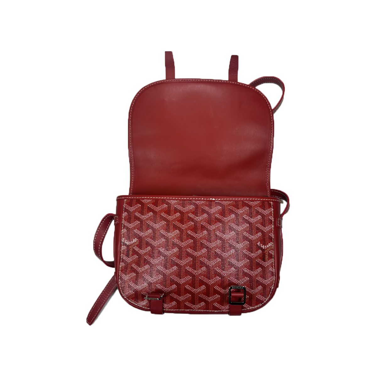 PRELOVED GOYARD BELVEDERE PM MESSENGER BAG IN RED