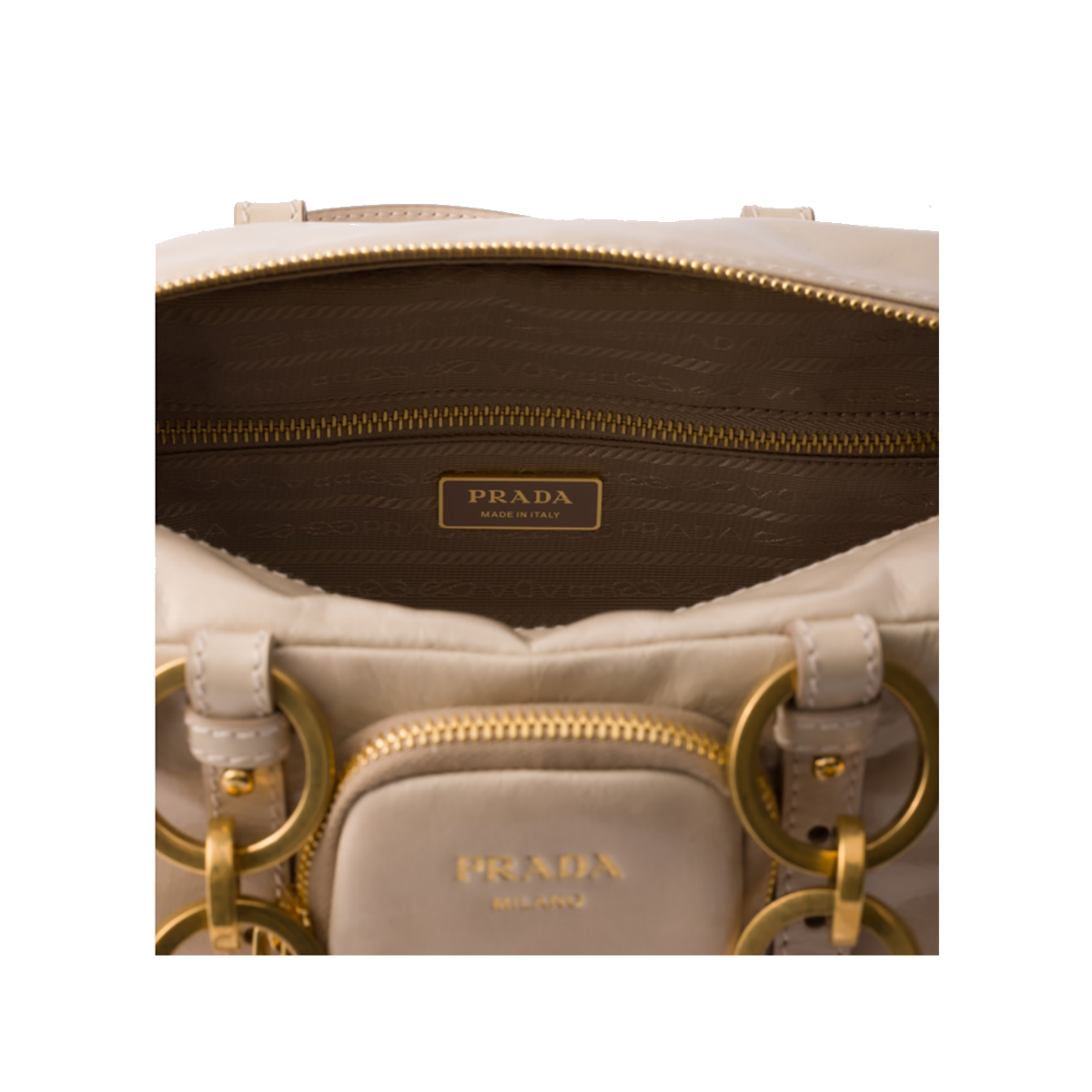 PRADA POWDER PINK DANGLE MEDIUM TOP HANDLE BAG