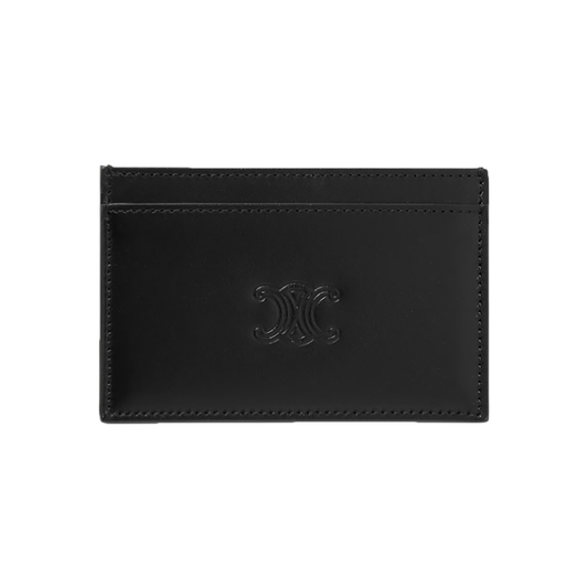 CELINE HOMME TRIOMPHE LOGO-EMBOSSED LEATHER CARDHOLDER IN BLACK
