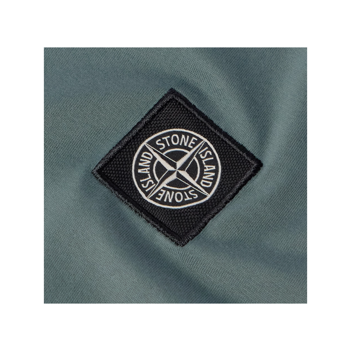 STONE ISLAND LOGO GARMENT T-SHIRT IN GRAY/GREEN