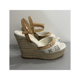 PRELOVED LOUIS VUITTON HELIOS WEDGES IN WHITE
