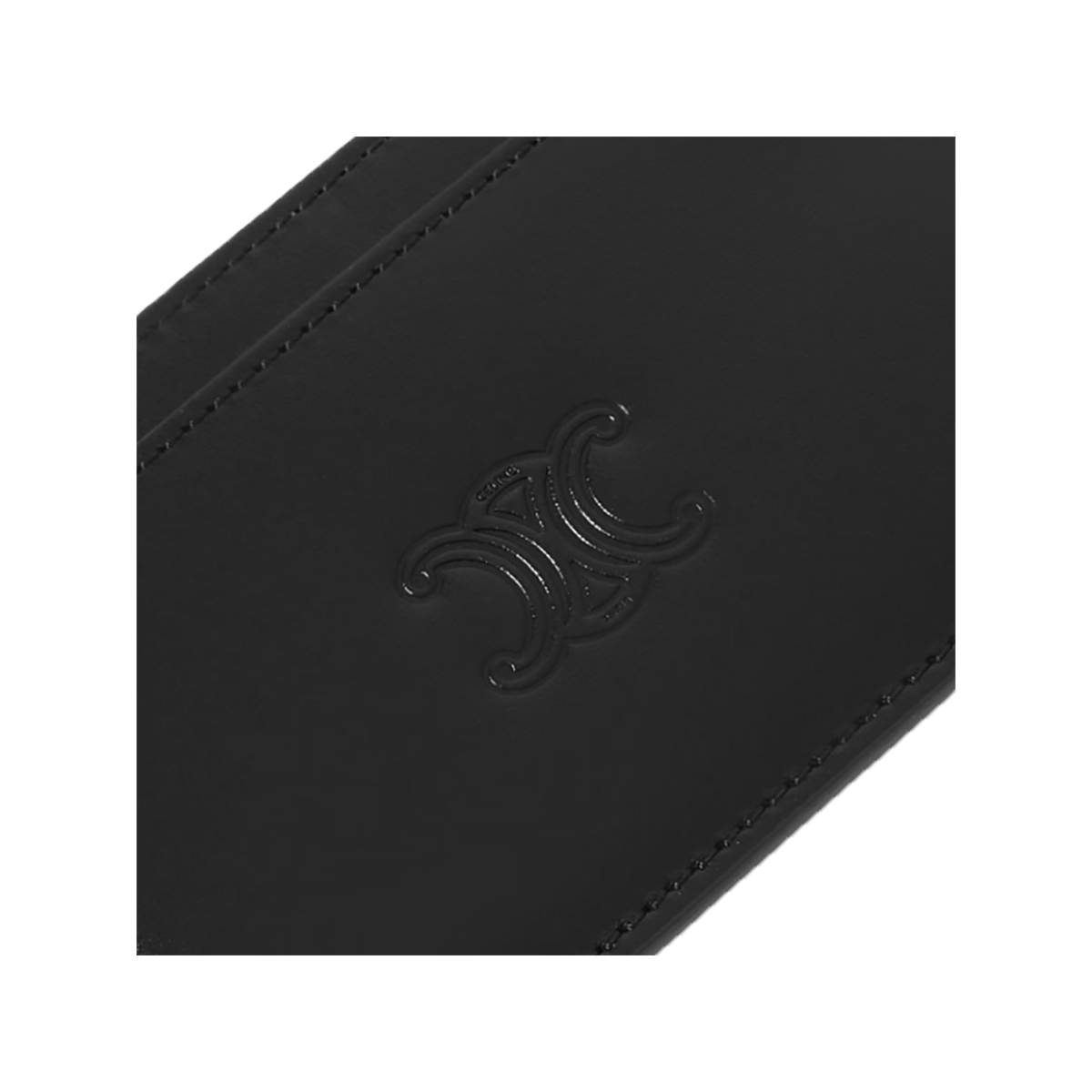 CELINE HOMME TRIOMPHE LOGO-EMBOSSED LEATHER CARDHOLDER IN BLACK