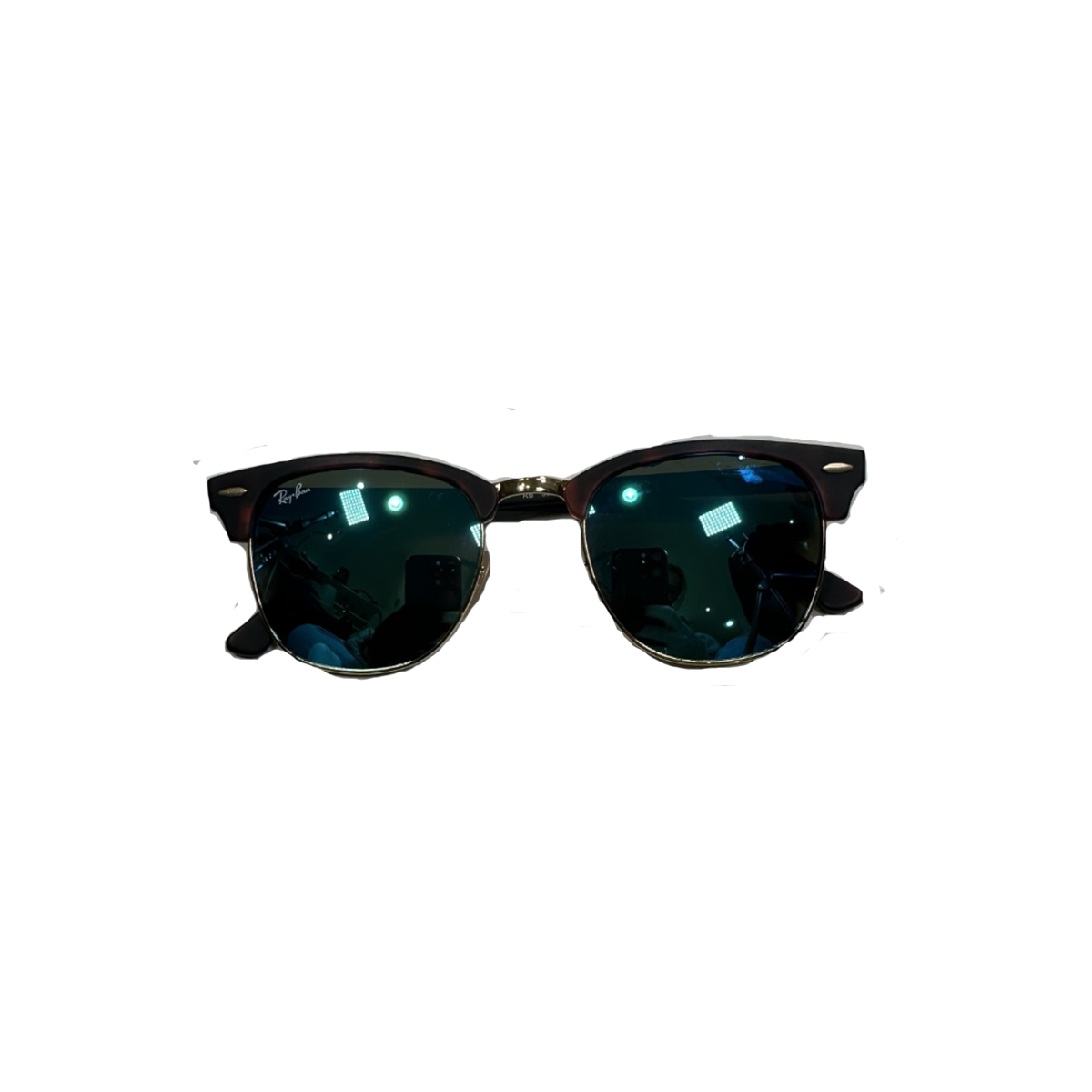RAYBAN CLUBMASTER FLASH LENSES SUNGLASSES IN MATTE HAVANA