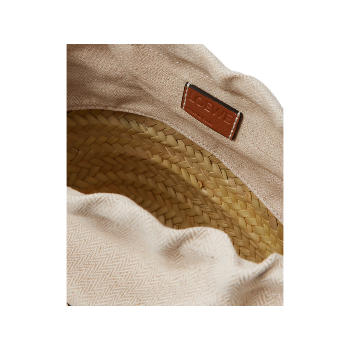 LOEWE PAULAS IBIZA RAFFIA BUCKET BAG IN TAN