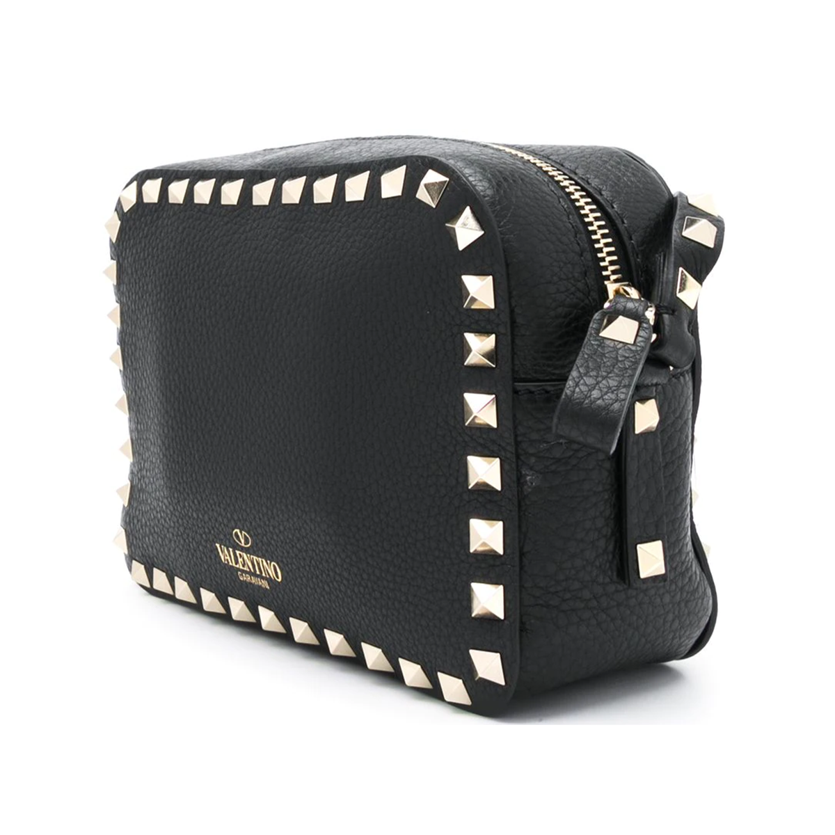 VALENTINO WOMANS ROCKSTUD TEXTURED LEATHER BAG IN BLACK