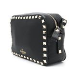 VALENTINO WOMANS ROCKSTUD TEXTURED LEATHER BAG IN BLACK