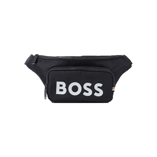 BOSS LOGO PRINT BELT BAG IN BLACK