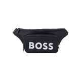 BOSS LOGO PRINT BELT BAG IN BLACK