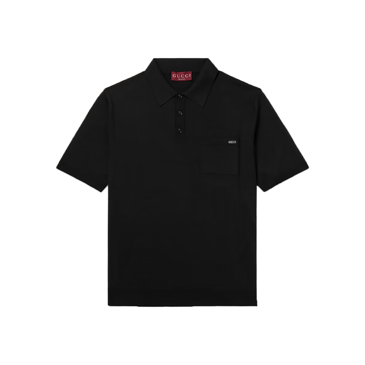GUCCI LOGO-INTARSIA WOOL-BLEND POLO IN BLACK