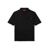 GUCCI LOGO-INTARSIA WOOL-BLEND POLO IN BLACK