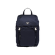 PRADA RE-NYLON AND SAFFIANO LEATHER BACKPACK IN NAVY