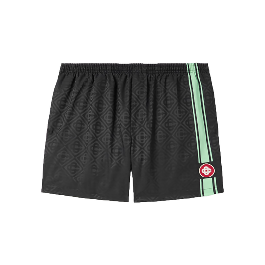 CASABLANCA STRAIGHT-LEG LOGO STRIPED SWIM SHORTS