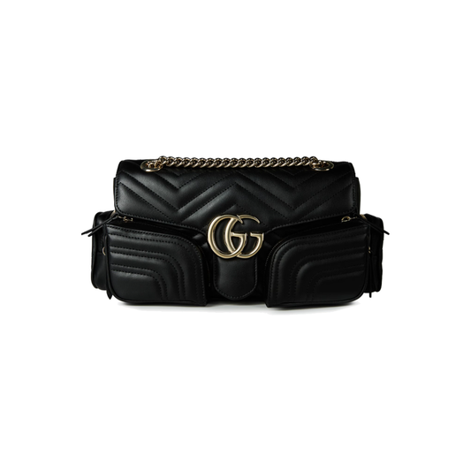 GUCCI SMALL GG MARMONT SHOULDER BAG IN BLACK