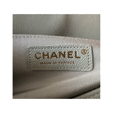 PRELOVED CHANEL LIGHT GREY CAVIAR MEDIUM BOY BAG