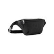 GUCCI LOGO-DEBOSSED FULL GRAIN LEATHER BELT BAG IN BLACK
