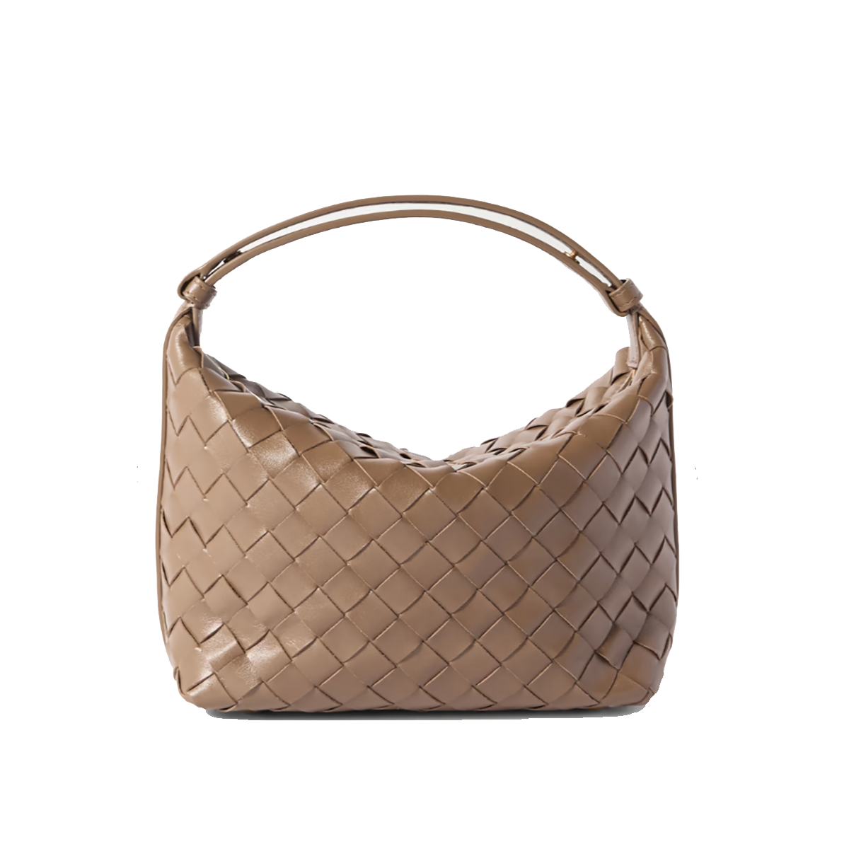 BOTTEGA VENETA MINI WALLACE INTRECCIATO LEATHER SHOULDER BAG IN BROWN