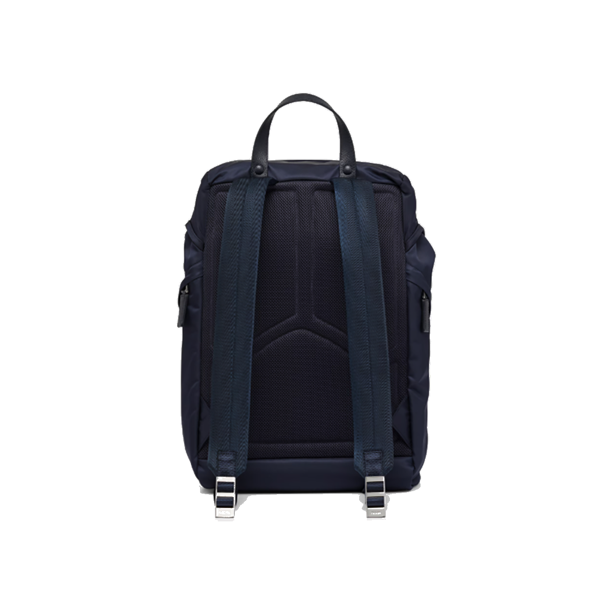 PRADA RE-NYLON AND SAFFIANO LEATHER BACKPACK IN NAVY