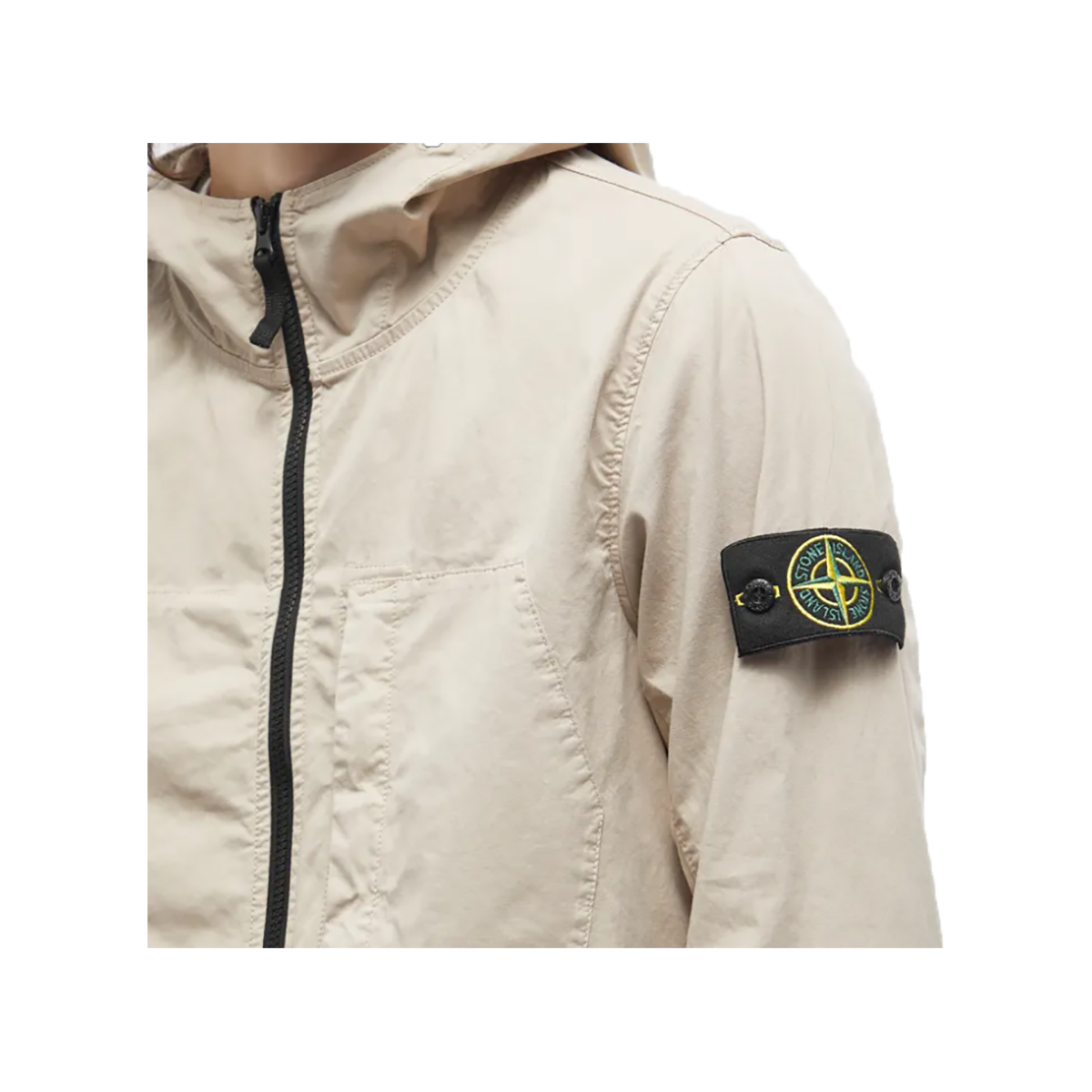 STONE ISLAND SUPIMA COTTON STRETCH HOODED JACKET IN BEIGE