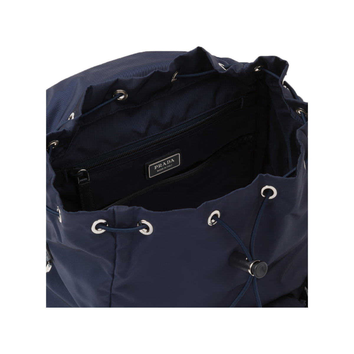 PRADA RE-NYLON AND SAFFIANO LEATHER BACKPACK IN NAVY