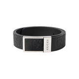 GUCCI 3.5CM LOGO-DEBOSSED LEATHER BELT IN BLACK