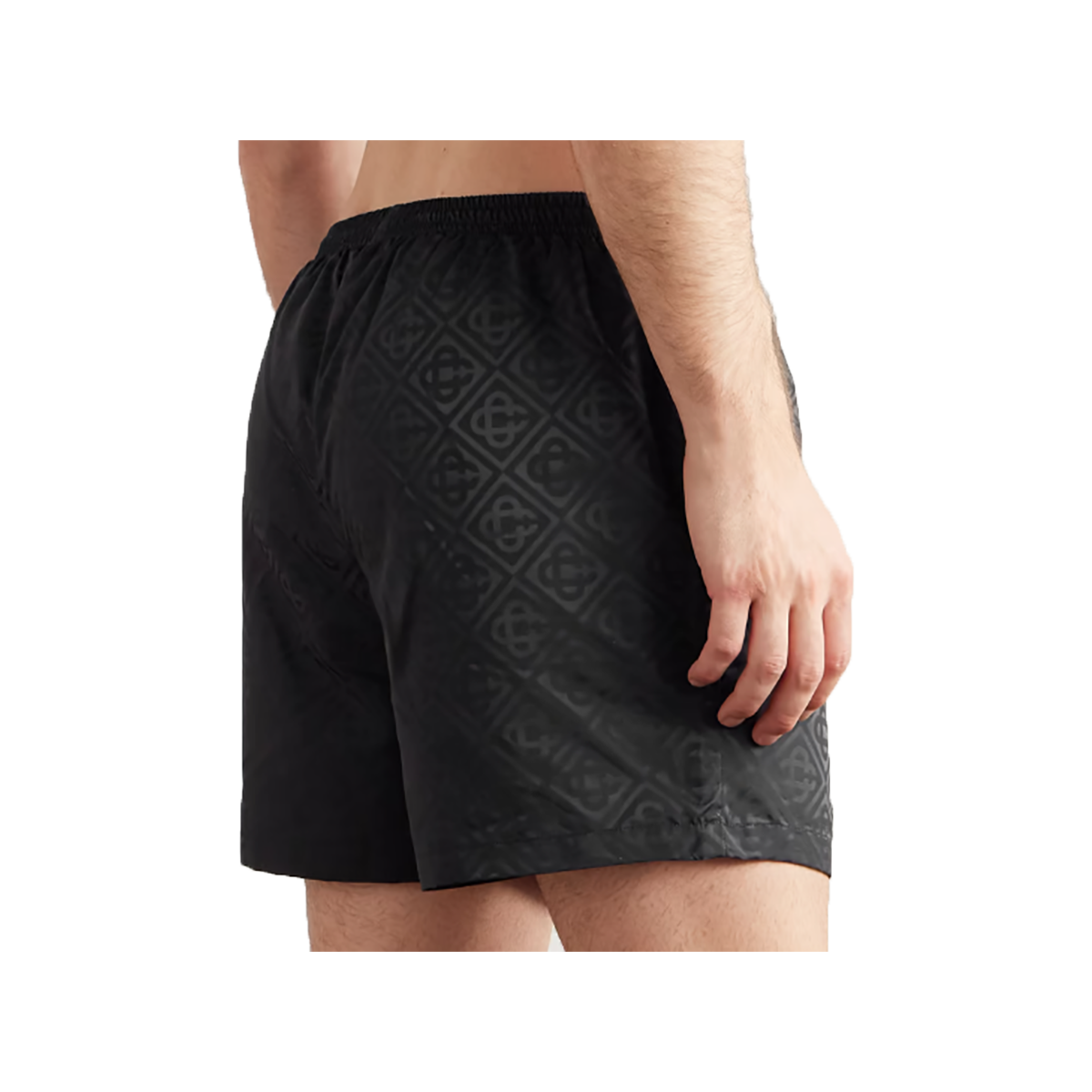 CASABLANCA STRAIGHT-LEG LOGO STRIPED SWIM SHORTS
