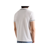 CELINE HOMME SLIM-FIT LOGO EMBROIDERED COTTON POLO SHIRT IN WHITE