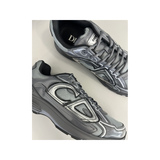 DIOR B30 TECHNICAL MESH & FABRIC BRILLIANT-FINISH TRAINERS IN LIGHT GREY
