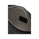 GUCCI LOGO-DEBOSSED FULL GRAIN LEATHER BELT BAG IN BLACK