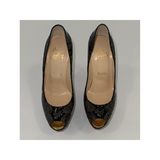 PRLOVED CHRISTIAN LOUBOUTIN PATENT ARABESQUE MOTIF 160 HIGHNESS HEELS