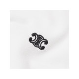 CELINE HOMME SLIM-FIT LOGO EMBROIDERED COTTON POLO SHIRT IN WHITE
