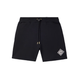 CASABLANCA STRAIGHT-LEG EMBELLISHED COTTON SHORTS IN BLACK