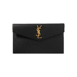 SAINT LAURENT UPTOWN TEXTURED-LEATHER CLUTCH IN BLACK