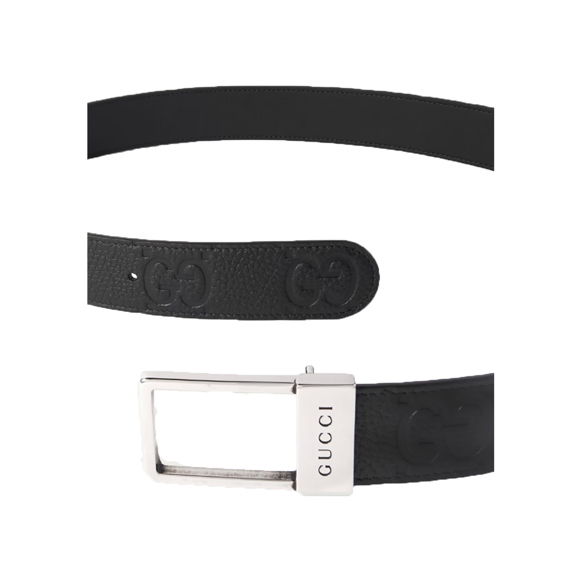 GUCCI 3.5CM LOGO-DEBOSSED LEATHER BELT IN BLACK
