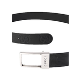 GUCCI 3.5CM LOGO-DEBOSSED LEATHER BELT IN BLACK