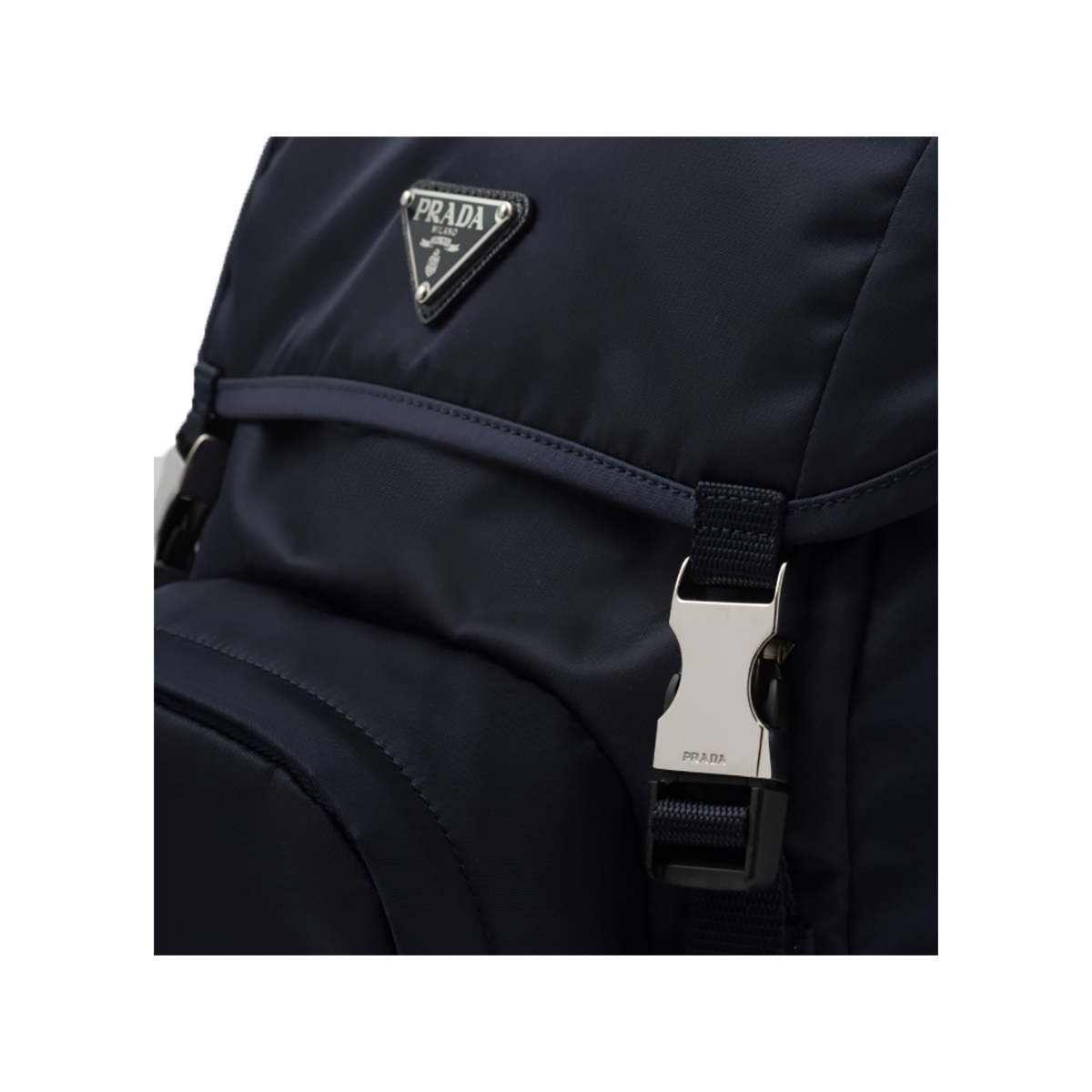 PRADA RE-NYLON AND SAFFIANO LEATHER BACKPACK IN NAVY