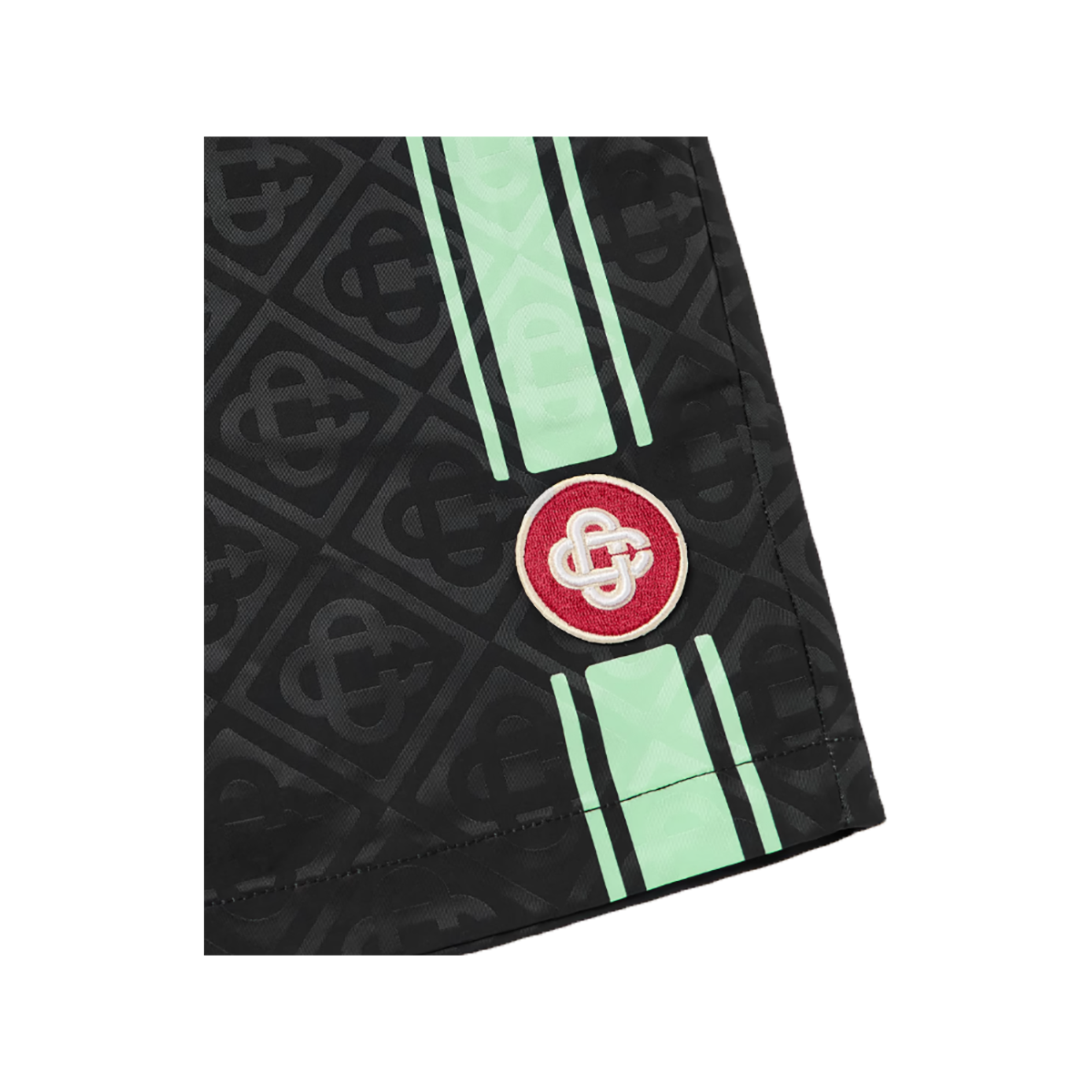 CASABLANCA STRAIGHT-LEG LOGO STRIPED SWIM SHORTS
