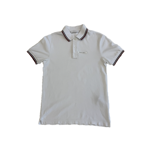 PRELOVED PRADA LOGO PATCH POLO IN WHITE