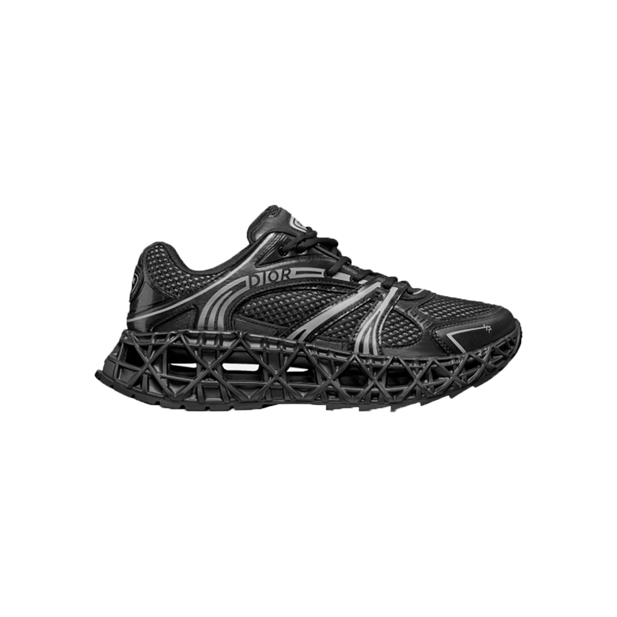 DIOR B35 TECHNICAL FABIC AND MESH TRAINERS IN BLACK