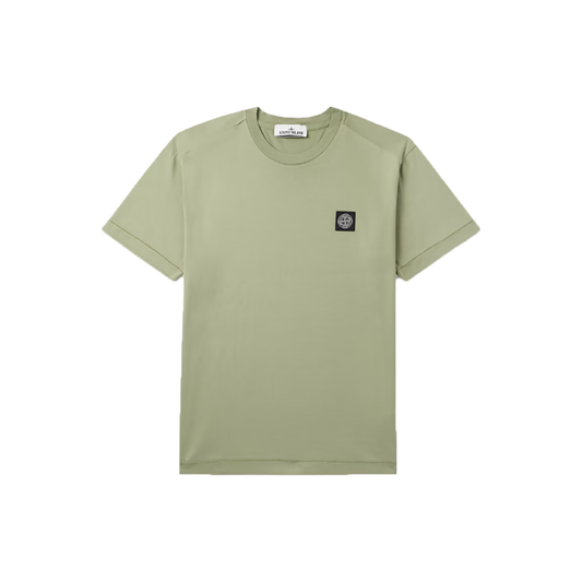 STONE ISLAND LOGO-APPLIQUED COTTON T-SHIRT IN GREEN