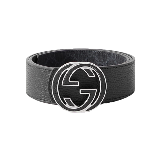 GUCCI 4CM REVERSIBLE MONOGRAM BELT IN BLACK