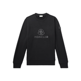 MONCLER LOGO-APPLIQIED COTTON AND CASHMERE BLEND SWEATER IN BLACK