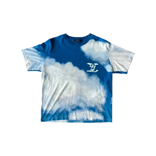 PRELOVED LOUIS VUITTON CLOUD LOGO T-SHIRT IN BLUE/WHITE