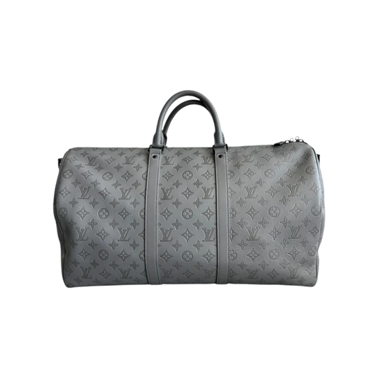 PRELOVED LOUIS VUITTTON GREY MONOGRAM SHADOW KEEPALL 50