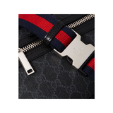 GUCCI LEATHER-TRIMMED GG SUPREME BUM BAG IN BLACK