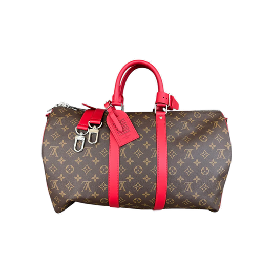 LOUIS VUITTON MONOGRAM KEEPALL 45 IN BROWN AND RED