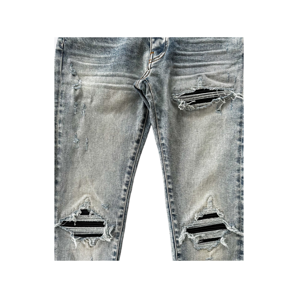 AMIRI STONE INDIGO & BLACK PATCH MX1 JEANS